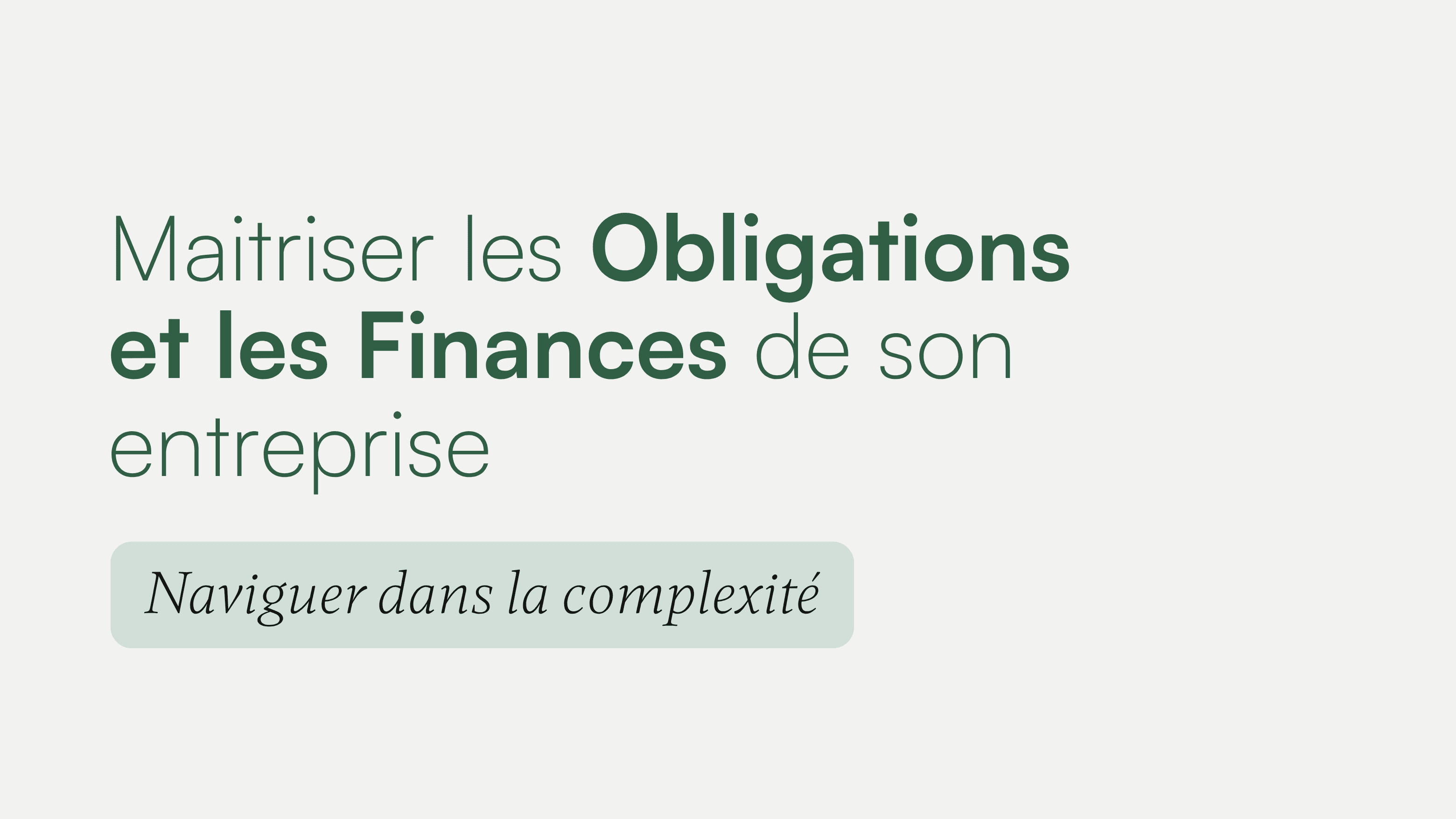 Maîtriser les obligations et les finances de son entreprise - slide 1