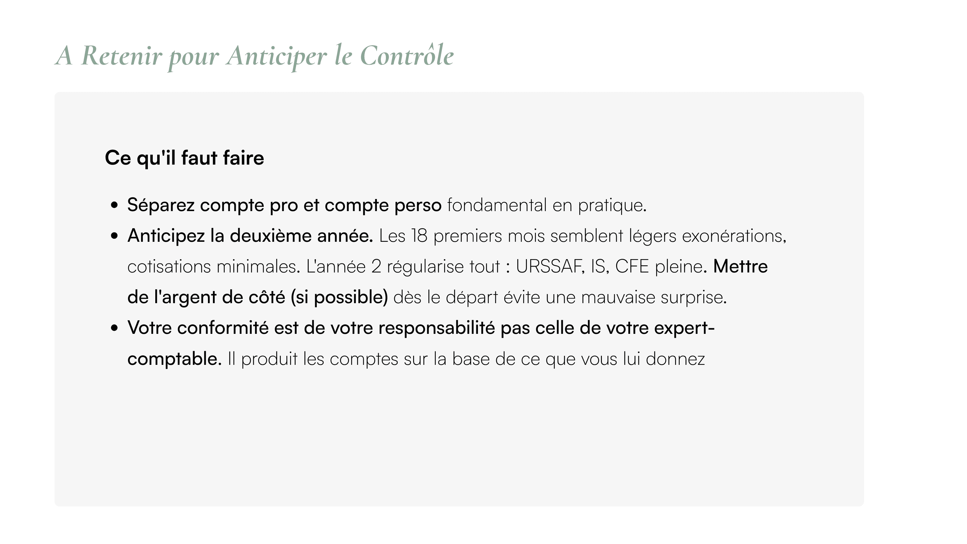 Maîtriser les obligations et les finances de son entreprise - slide 3
