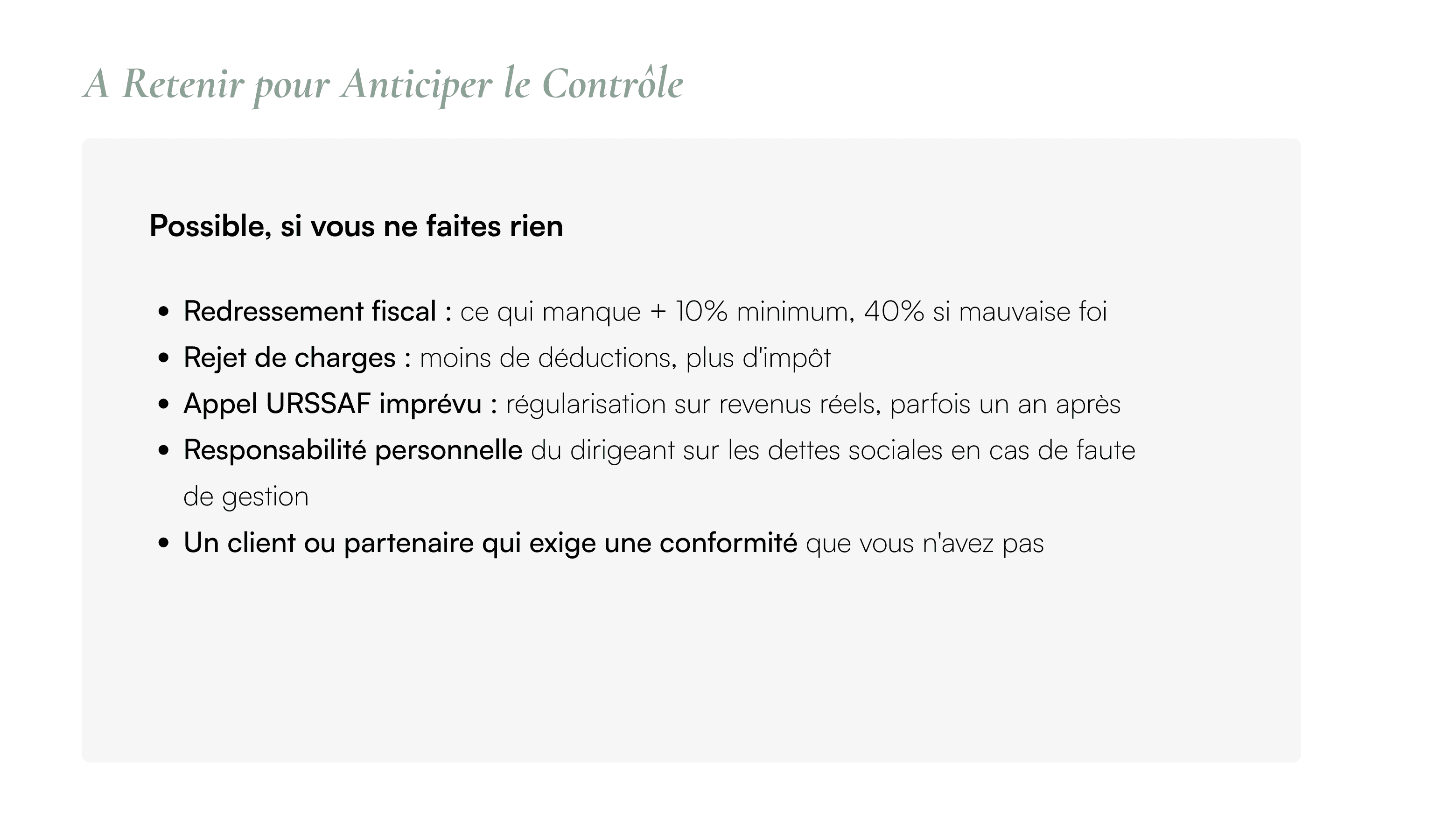 Maîtriser les obligations et les finances de son entreprise - slide 4