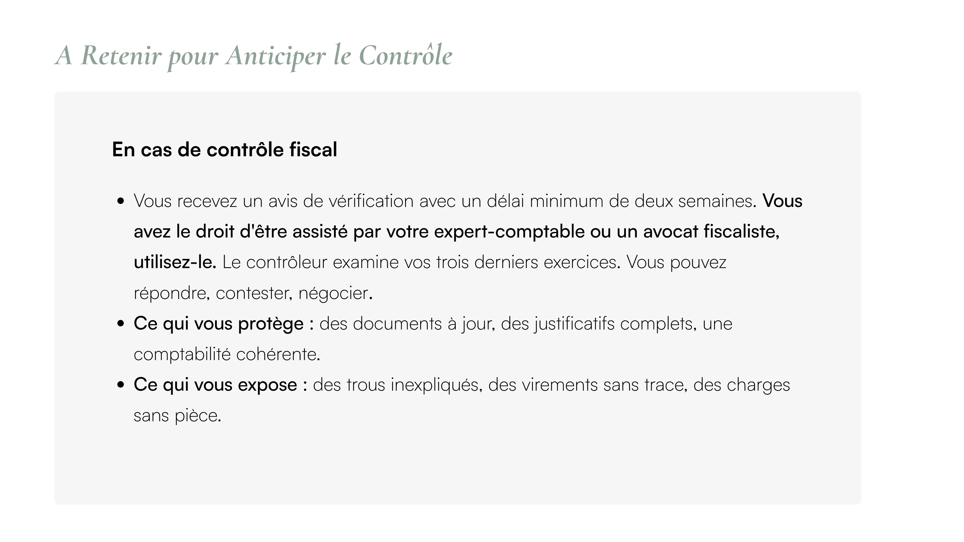 Maîtriser les obligations et les finances de son entreprise - slide 5