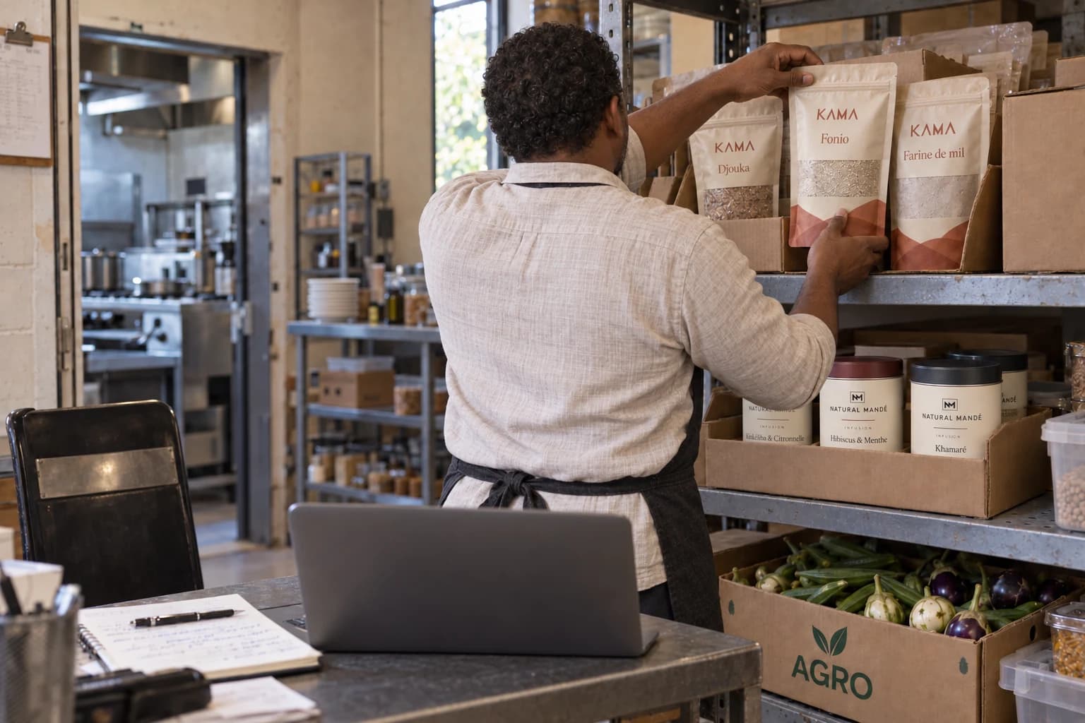 African products in a professional stockroom